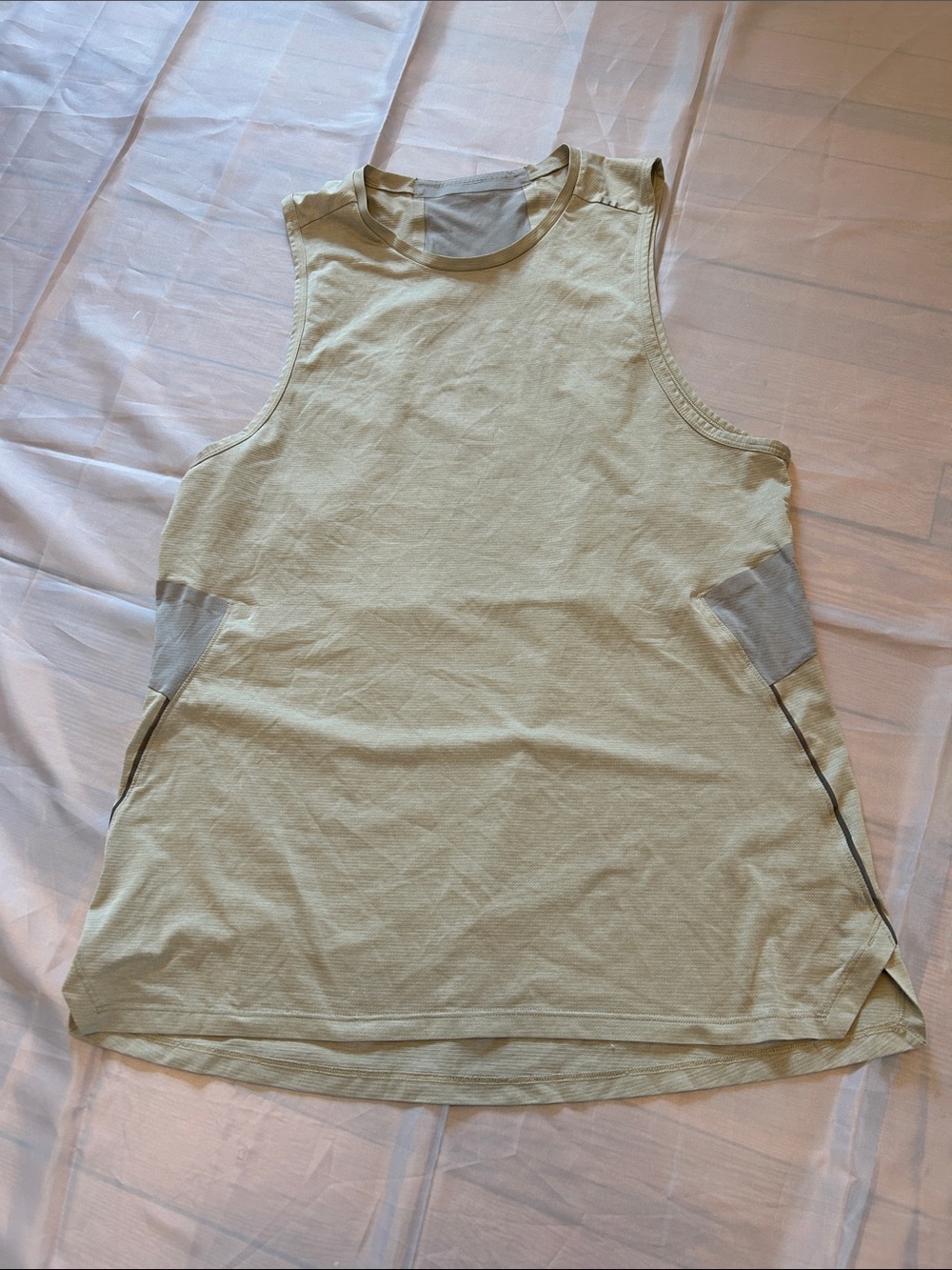 lululemon athletica light sage tank top with gray side panels
